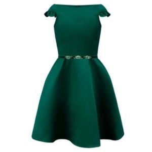 David Charles Gold Label Green Formal Satin Gown